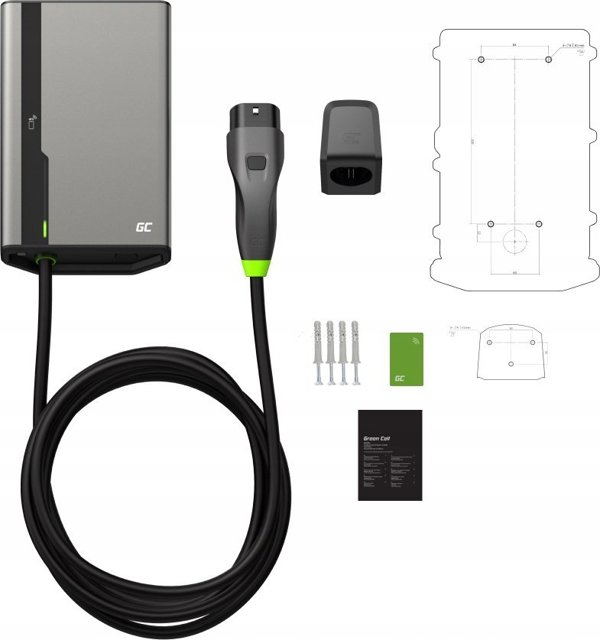 Φορτιστής EV Green Cell Habu 22kW Wallbox Type 2 5m με Wi-Fi, Bluetooth, NFC & GC App