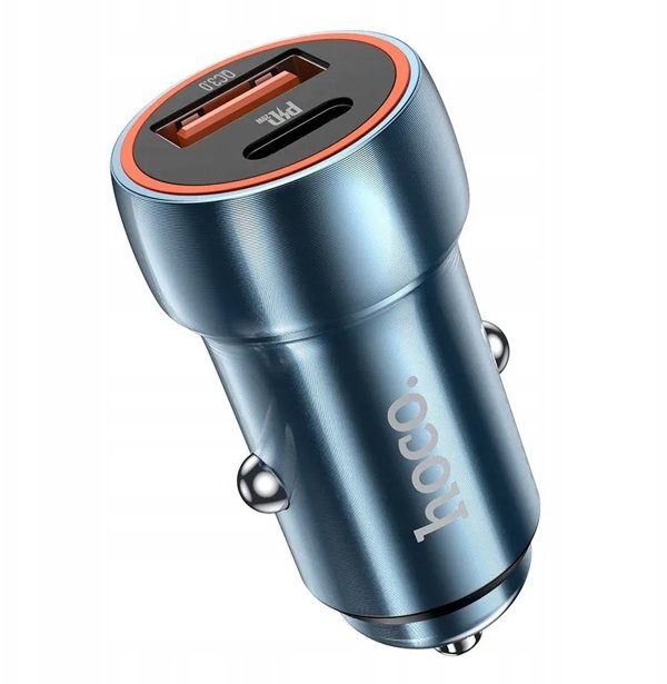 Ladowarka samochodowa Hoco USB A + USB C QC3.0 PD 20W Z46A niebieska
