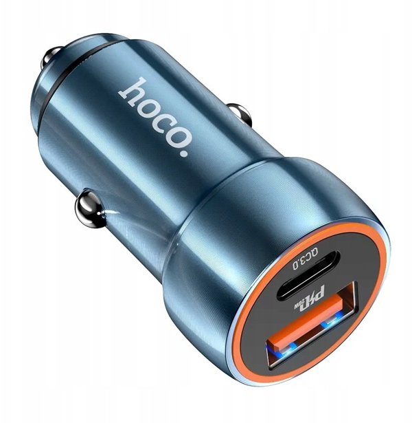 Ladowarka samochodowa Hoco USB A + USB C QC3.0 PD 20W Z46A niebieska