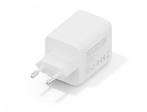 Φορτιστής δικτύου 100W με 2x USB-C και 1x USB-A λευκός