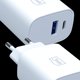 Φορτιστής 3MK FlowPower 30W PD 3.0 QC4+ με Θύρες USB-A & USB-C White