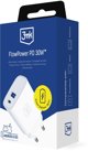 Φορτιστής 3MK FlowPower 30W PD 3.0 QC4+ με Θύρες USB-A & USB-C White