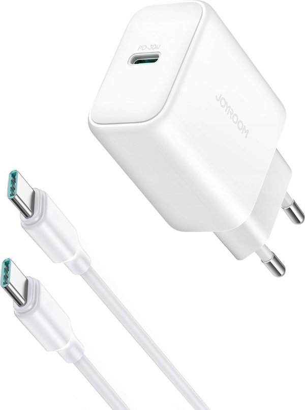 Φορτιστής Τοίχου Joyroom JR-TCF24 USB-C PD 30W QC SFC, Λευκός με Καλώδιο USB-C 1m