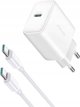 Φορτιστής Τοίχου Joyroom JR-TCF24 USB-C PD 30W QC SFC, Λευκός με Καλώδιο USB-C 1m