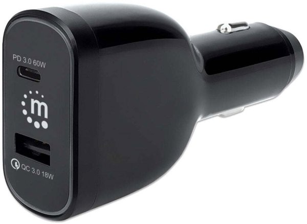 Manhattan Φορτιστής Αυτοκινήτου 78W, USB-C PD 60W & USB-A QC 18W