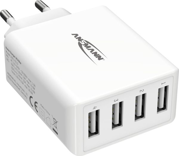 Ansmann Φορτιστής Τοίχου HC430, 4x USB-A, 30W, 3A, Μαύρο (1001-0113)