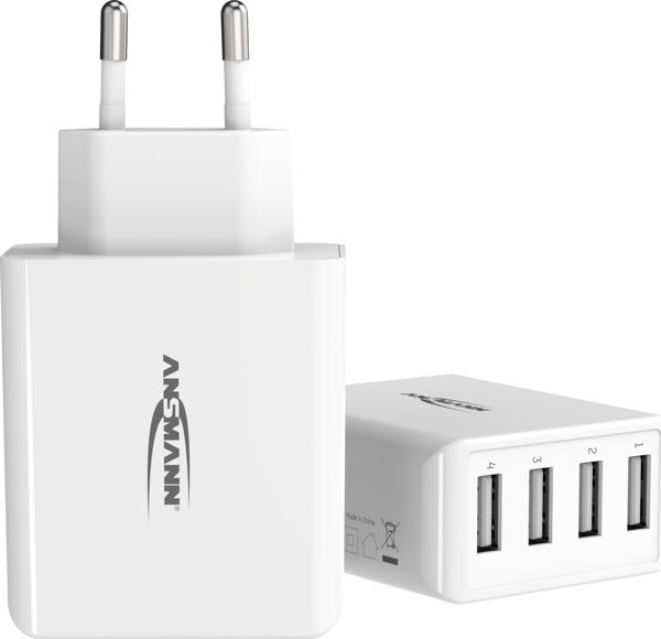 Ansmann Φορτιστής Τοίχου HC430, 4x USB-A, 30W, 3A, Μαύρο (1001-0113)