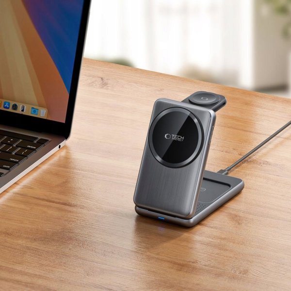 Tech-Protect Μαγνητικός Ασύρματος Φορτιστής QI15W-A42 3σε1 MagSafe για Smartphone, Space Grey