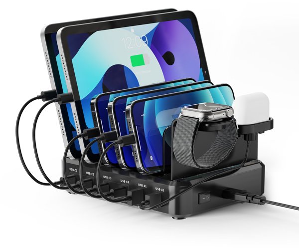 Φορτιστής Τοίχου 130W με 6 Θύρες, 4x USB-C PD, 2x USB-A QC