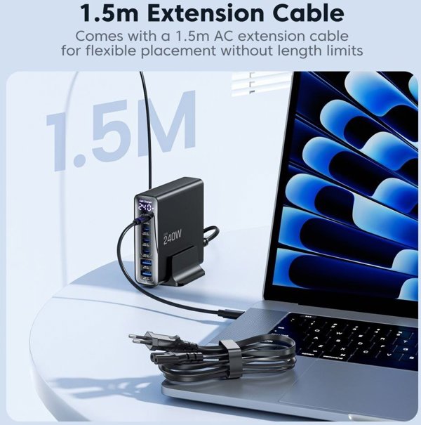 Tech-Protect DC240W-GAN Επιτραπέζιος Φορτιστής 6-Port 240W PD & QC3.0, Μαύρο