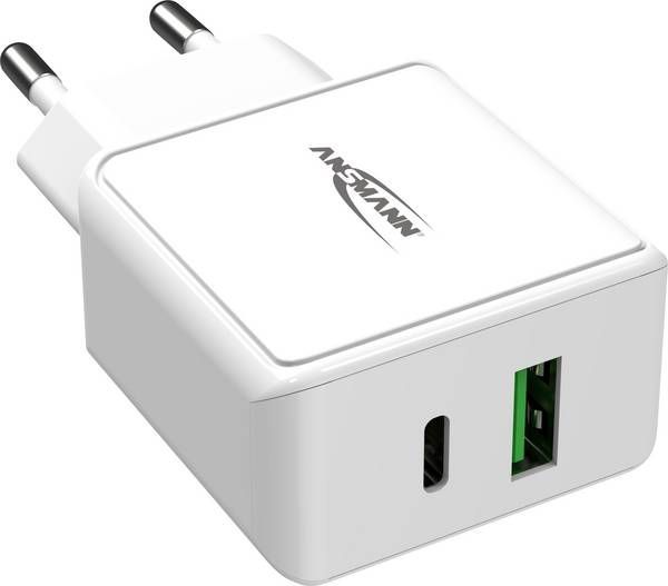Ansmann HC218PD Φορτιστής Τοίχου USB-A & USB-C 3A, Ταχείας Φόρτισης, Λευκό (1001-0111)