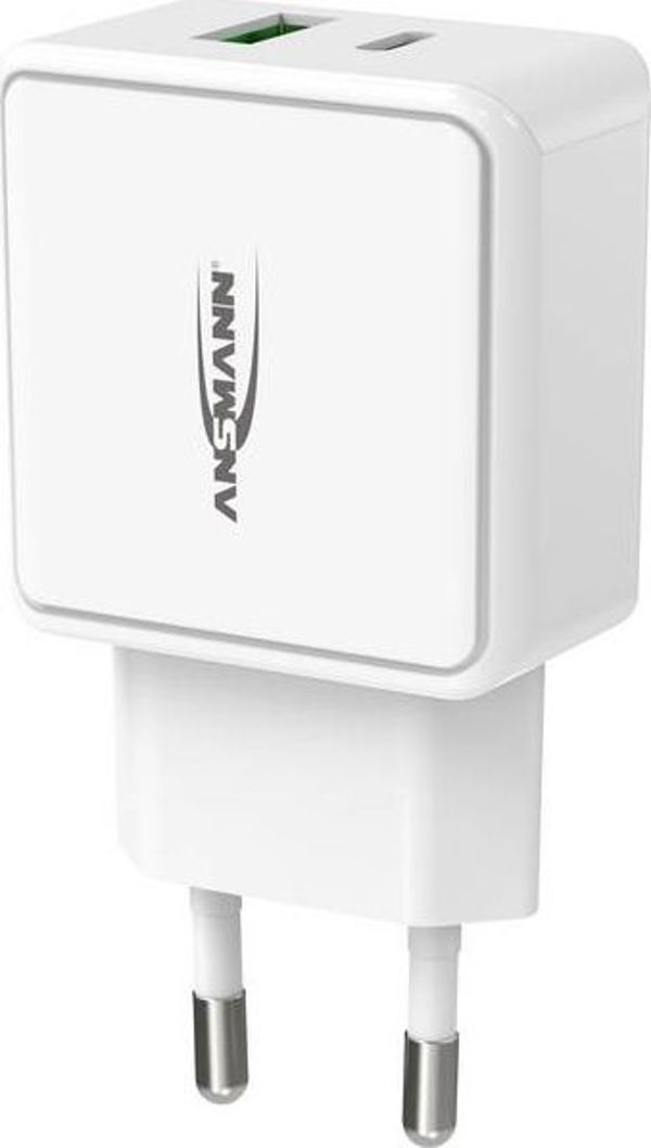 Ansmann HC218PD Φορτιστής Τοίχου USB-A & USB-C 3A, Ταχείας Φόρτισης, Λευκό (1001-0111)
