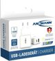 Ansmann HC218PD Φορτιστής Τοίχου USB-A & USB-C 3A, Ταχείας Φόρτισης, Λευκό (1001-0111)