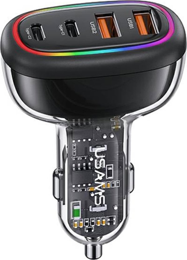 Φορτιστής αυτοκινήτου Usams 2xUSB-C 2xUSB-A C34 120W μαύρος CC169CC02 (US-CC169)