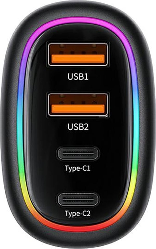 Φορτιστής αυτοκινήτου Usams 2xUSB-C 2xUSB-A C34 120W μαύρος CC169CC02 (US-CC169)