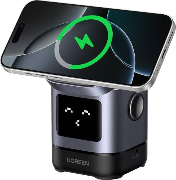 Ladowarka indukcyjna 2w1 do iPhone Airpods Ugreen Uno W709 USB-C 25W + kabel USB-C do USB-C 1m