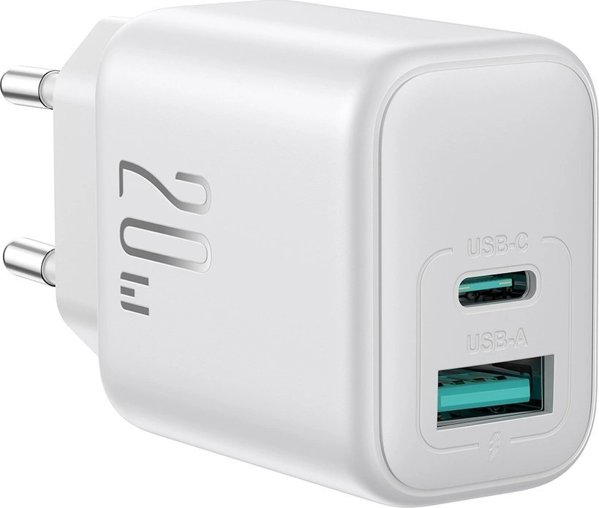 Joyroom JR-TCF21 Φορτιστής Τοίχου USB-C & USB-A 20W PD / QC 3.0 - Λευκός