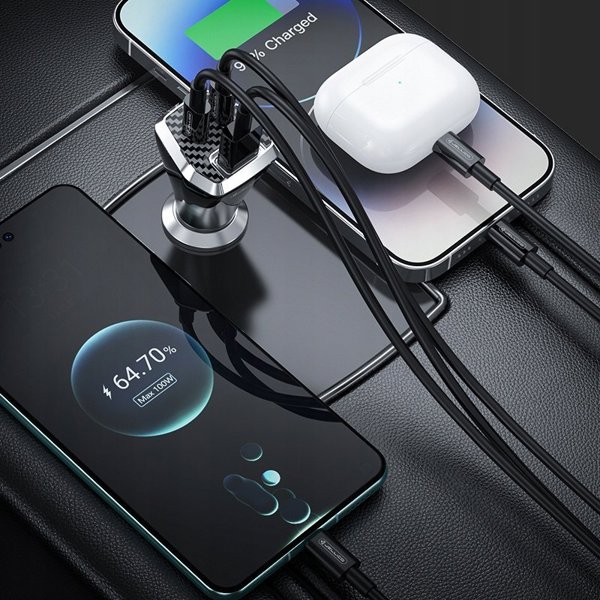 Jellico JELLICO φορτιστής αυτοκινήτου F15 PD 88,5W 2xUSB-C + 1xUSB QC3.0 μαύρος