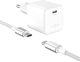 Fixed Mini Φορτιστής GaN 65W USB-C με Καλώδιο USB-C/USB-C 2m, PD Υποστήριξη, Λευκό