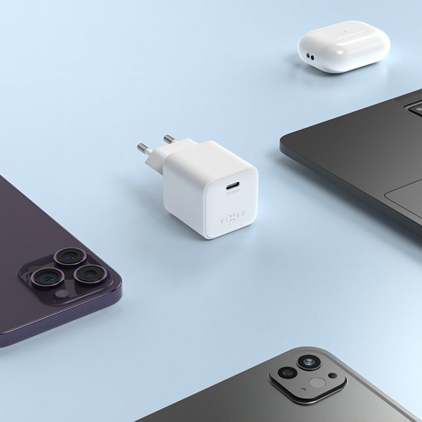 Fixed Mini Φορτιστής GaN 65W USB-C με Καλώδιο USB-C/USB-C 2m, PD Υποστήριξη, Λευκό