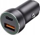Jellico Φορτιστής Αυτοκινήτου F4 PD 20W 1xUSB-C + 1xUSB QC3.0 με Καλώδιο USB-C, Μαύρος
