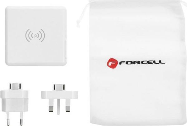 Forcell Φορτιστής Ταξιδιού 4in1 με 2x USB-A, 1x USB-C, Power Bank & Ασύρματη Φόρτιση 3A (5903396072475)