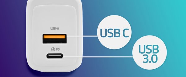Φορτιστής Qoltec 35W GaN, USB-C PD & USB QC 3.0, Λευκός