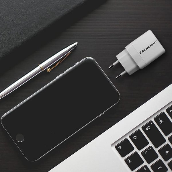 Φορτιστής Qoltec 35W GaN, USB-C PD & USB QC 3.0, Λευκός