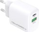 Φορτιστής GoGEN ACHPDQ220W, USB-C PD 20W & USB-A 18W, Ταχείας Φόρτισης