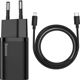Baseus Super Si Φορτιστής Τοίχου 20W PD USB-C με Καλώδιο Lightning, Quick Charge 3.0, Μαύρος