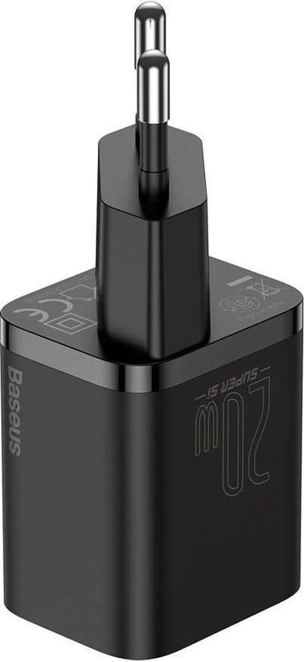 Baseus Super Si Φορτιστής Τοίχου 20W PD USB-C με Καλώδιο Lightning, Quick Charge 3.0, Μαύρος