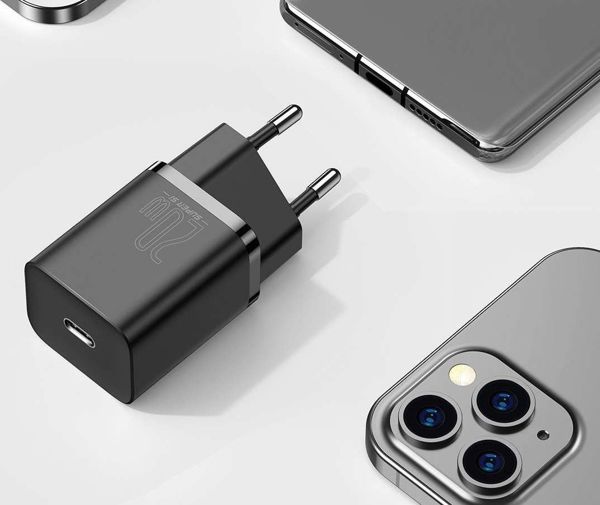 Baseus Super Si Φορτιστής Τοίχου 20W PD USB-C με Καλώδιο Lightning, Quick Charge 3.0, Μαύρος