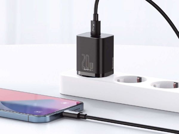 Baseus Super Si Φορτιστής Τοίχου 20W PD USB-C με Καλώδιο Lightning, Quick Charge 3.0, Μαύρος
