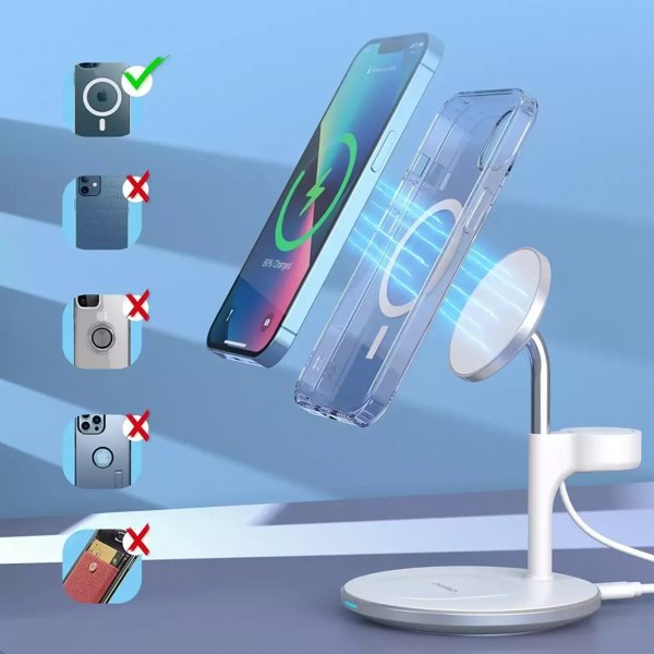 Choetech Μαγνητικός Ασύρματος Φορτιστής 3 σε 1, Βάση για MagSafe, iPhone, AirPods & Apple Watch, Λευκό