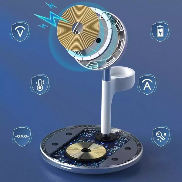 Choetech Μαγνητικός Ασύρματος Φορτιστής 3 σε 1, Βάση για MagSafe, iPhone, AirPods & Apple Watch, Λευκό
