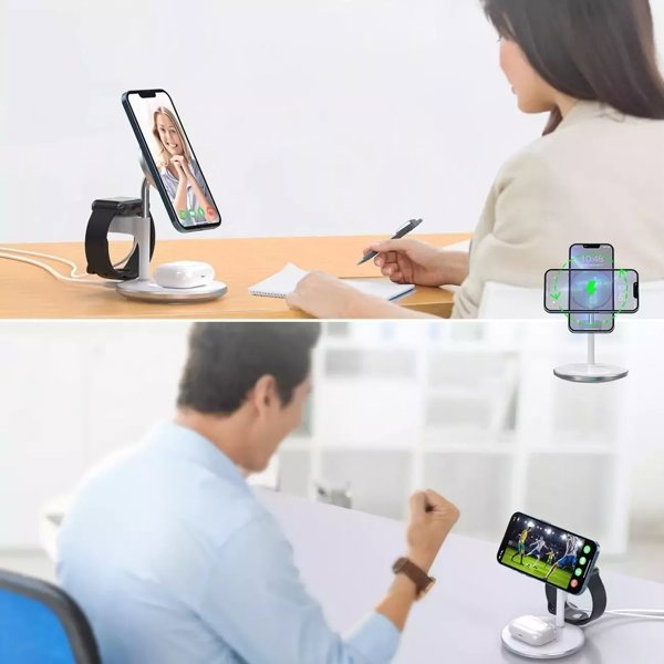 Choetech Μαγνητικός Ασύρματος Φορτιστής 3 σε 1, Βάση για MagSafe, iPhone, AirPods & Apple Watch, Λευκό