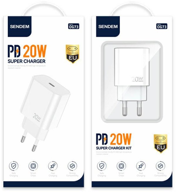 Φορτιστής Τοίχου OG73 20W USB Type-C με Power Delivery