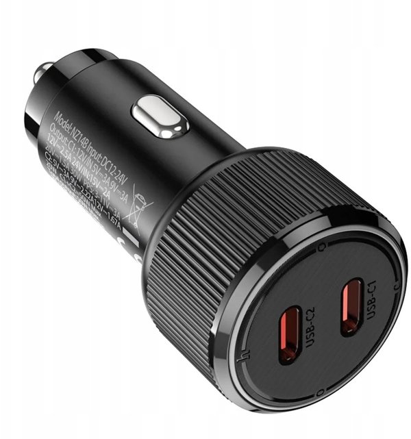 Φορτιστής αυτοκινήτου Hoco 2 x USB C QC PD 50W NZ14B μαύρος