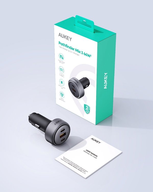 AUKEY CC-P1 Pathfinder Φορτιστής Αυτοκινήτου 66W με Θύρες USB-C & USB-A