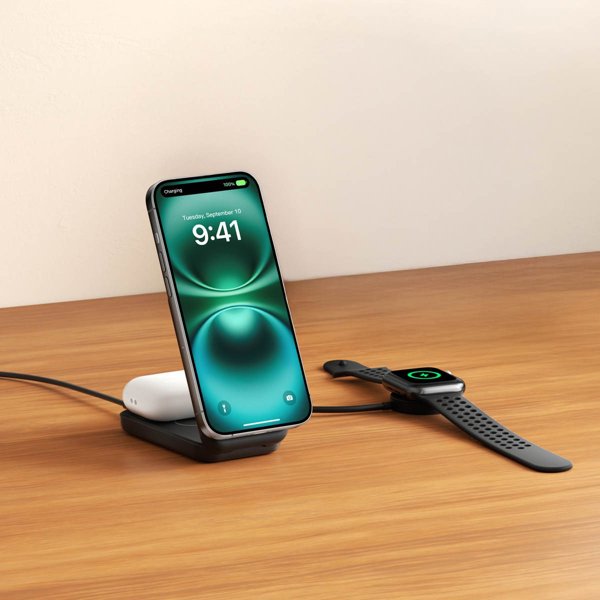 Ładowarka Belkin UltraCharge Qi2 magnetyczna składana 2w1 25W Czarny (WIZ038KQBK)