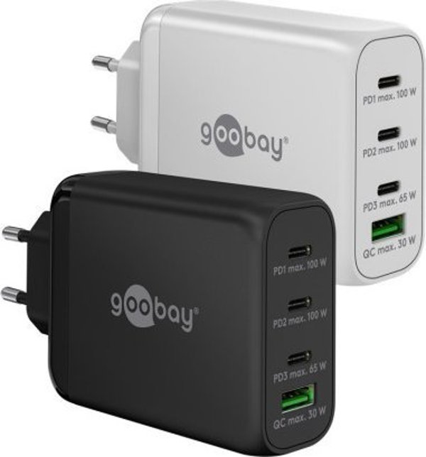 Ladowarka Goobay Wieloportowa szybka ladowarka USB-C PD 100 W bialy