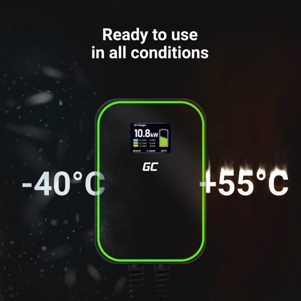 Green Cell Wallbox EV PowerBox Φορτιστής Αυτοκινήτου EV 22kW, Type 2, Καλώδιο 6m, με Οθόνη LCD