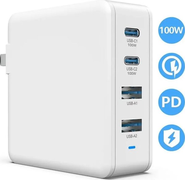 Φορτιστής Viking GaN 100W USB, Υποστήριξη PD3.0 και QC4+, Λευκός