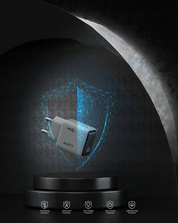 Aukey PA-C2 Φορτιστής Τοίχου 45W με Quick Charge - Γκρι
