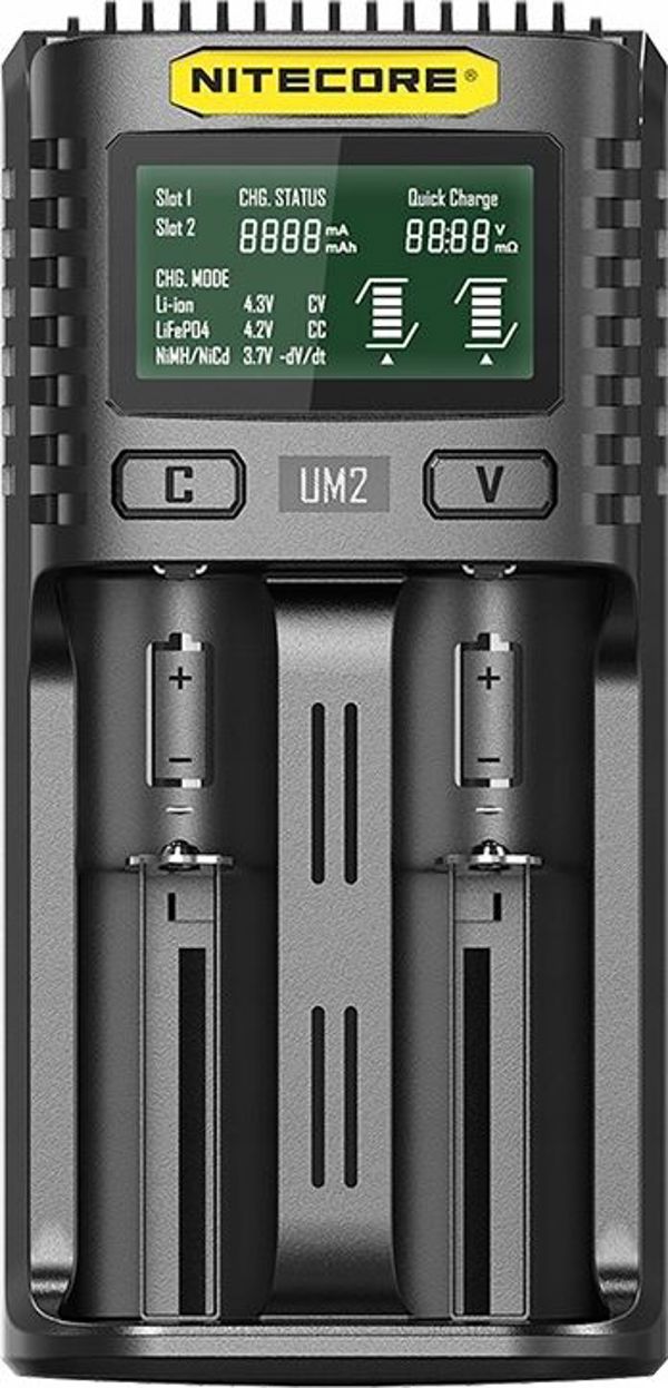 Nitecore UM2 Έξυπνος Φορτιστής Μπαταριών με Quick Charge 2.0 & Οθόνη LCD, 2 Θέσεων