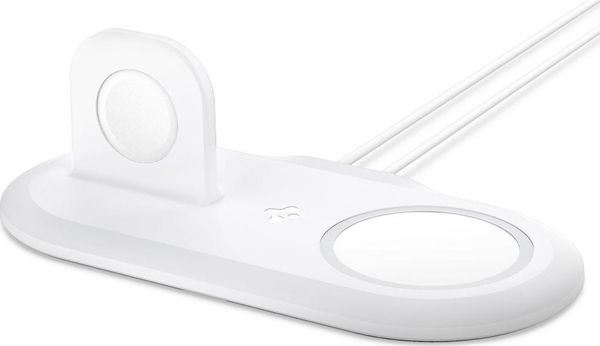 Spigen MagFit Duo Ασύρματος Φορτιστής για Apple iPhone & Apple Watch, Λευκό, SPN1586WHT