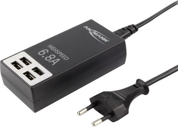 Ladowarka Ansmann Sieciowa uniwersalna 4x USB 6.8A Czarna