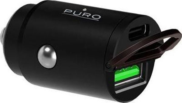 Φορτιστής Αυτοκινήτου Puro Mini 30W Power Delivery, 1x USB-C & 1x USB-A, Μαύρο (PUR403BLK)