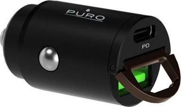 Φορτιστής Αυτοκινήτου Puro Mini 30W Power Delivery, 1x USB-C & 1x USB-A, Μαύρο (PUR403BLK)