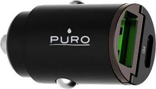 Φορτιστής Αυτοκινήτου Puro Mini 30W Power Delivery, 1x USB-C & 1x USB-A, Μαύρο (PUR403BLK)